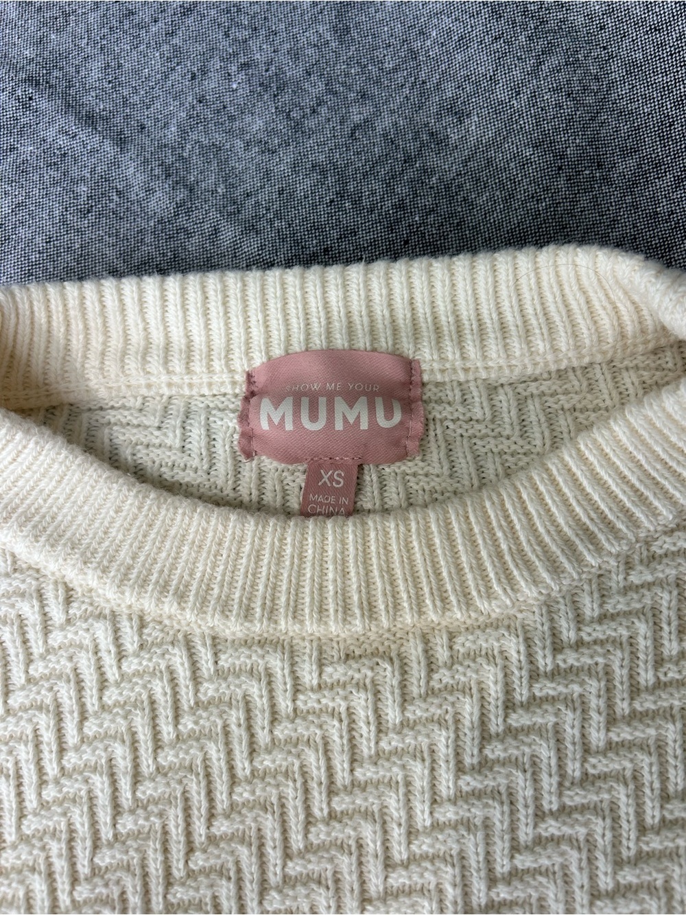 Show Me Your Mumu Crosby Sweater White Textured Knit - Picture 5 of 6